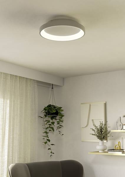 Plafonnier LED Loretello rond acier - 1 lumière - Blanc