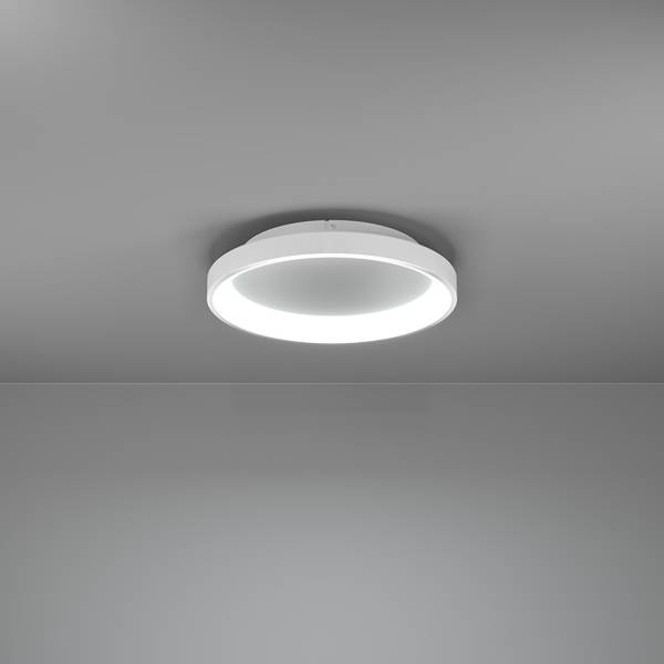 Plafonnier LED Loretello rond acier - 1 lumière - Blanc
