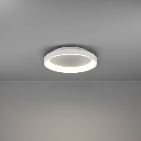 Plafonnier LED Loretello rond acier - 1 lumière - Blanc