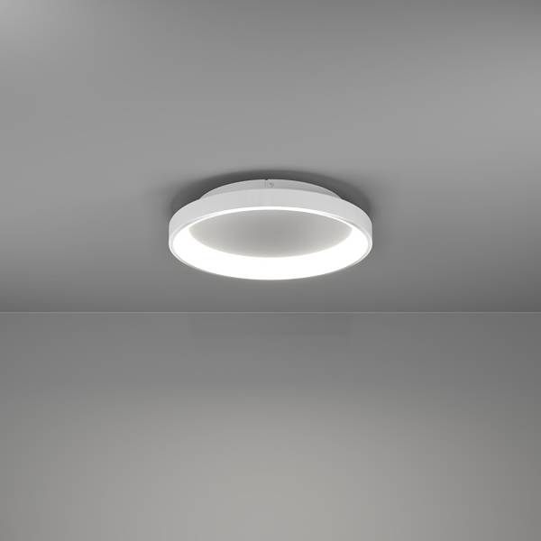 Plafonnier LED Loretello rond acier - 1 lumière - Blanc