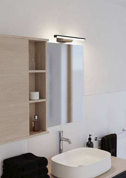 Applique LED salle de bain Regello-Z aluminium - 1 lumière - Noir