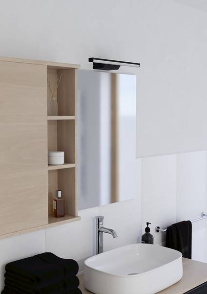 Applique LED salle de bain Regello-Z aluminium - 1 lumière - Noir