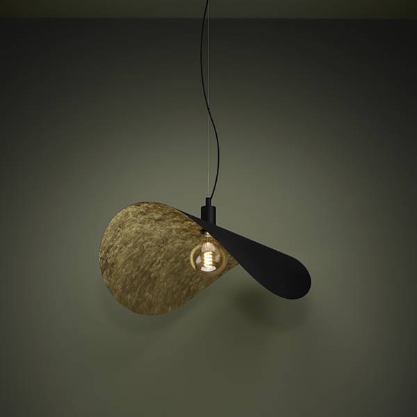 Pendelleuchte Saceda Typ A Stahl - Schwarz / Gold - 1-flammig - Durchmesser: 55 cm