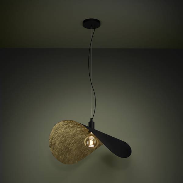 Pendelleuchte Saceda Typ A Stahl - Schwarz / Gold - 1-flammig - Durchmesser: 55 cm