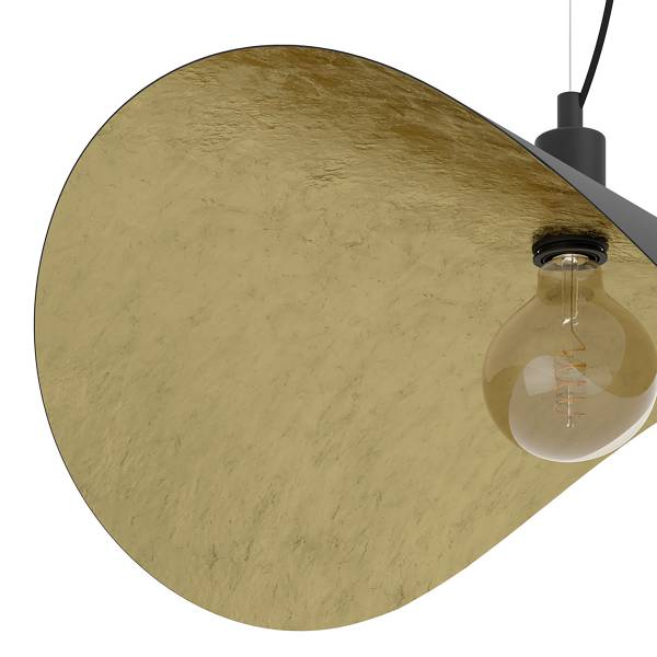 Pendelleuchte Saceda Typ A Stahl - Schwarz / Gold - 1-flammig - Durchmesser: 55 cm