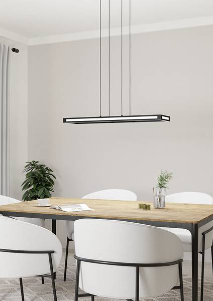 LED-Pendelleuchte Salvilanas-Z Aluminium - Schwarz / Weiß - 1-flammig - 77 x 20 cm