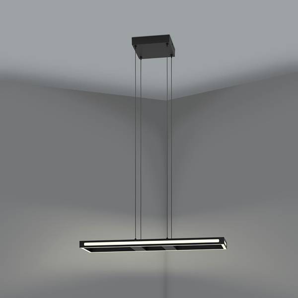 LED-Pendelleuchte Salvilanas-Z Aluminium - Schwarz / Weiß - 1-flammig - 77 x 20 cm