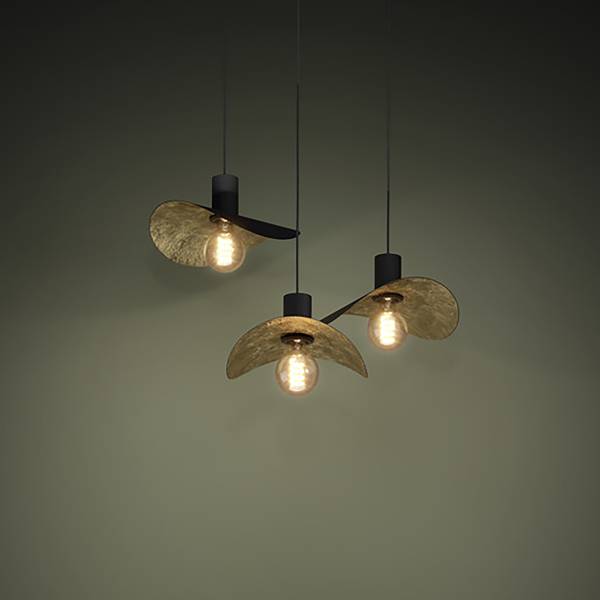 Lampada a sospensione Saceda B Acciaio - Nero / Oro - 3 punto luce