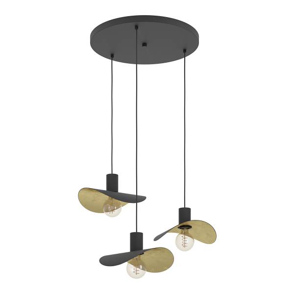 Lampada a sospensione Saceda B Acciaio - Nero / Oro - 3 punto luce