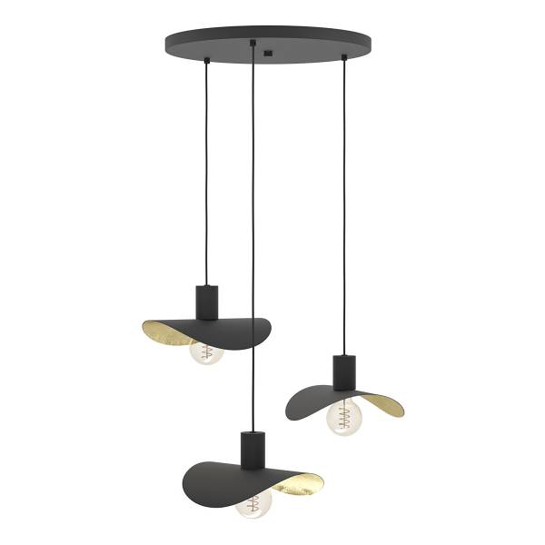 Lampada a sospensione Saceda B Acciaio - Nero / Oro - 3 punto luce