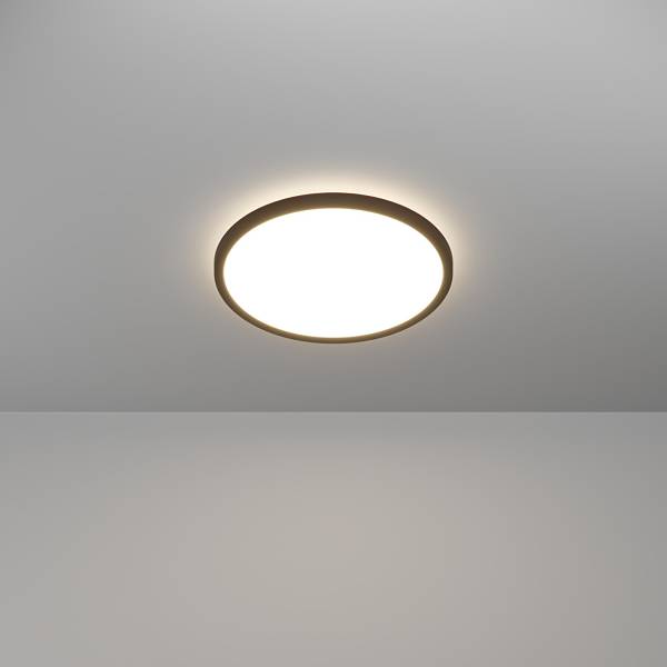 LED-Deckenleuchte Rovito Rund Kunststoff - 1-flammig - Schwarz - Durchmesser: 30 cm