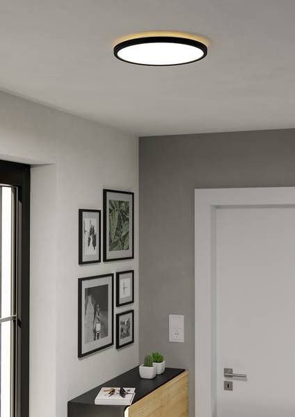 LED-Deckenleuchte Rovito Rund Kunststoff - 1-flammig - Schwarz - Durchmesser: 30 cm