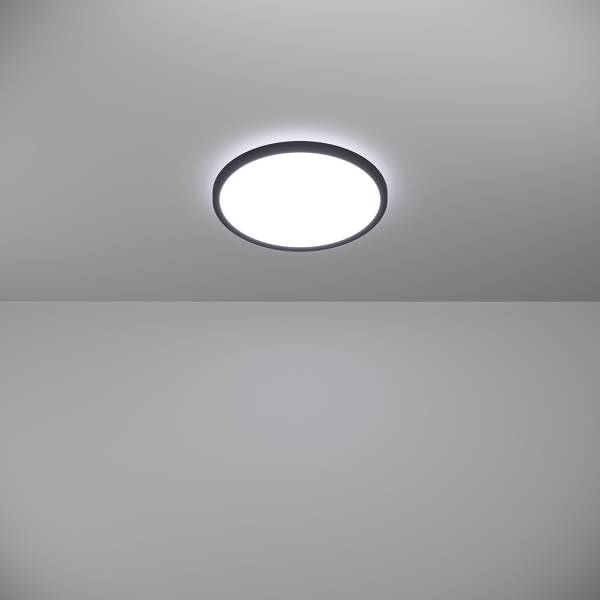LED-Deckenleuchte Rovito Rund Kunststoff - 1-flammig - Schwarz - Durchmesser: 30 cm
