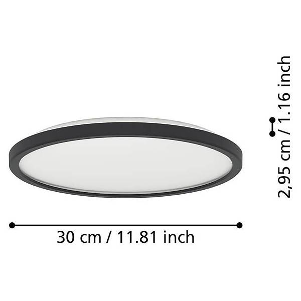 LED-Deckenleuchte Rovito Rund Kunststoff - 1-flammig - Schwarz - Durchmesser: 30 cm