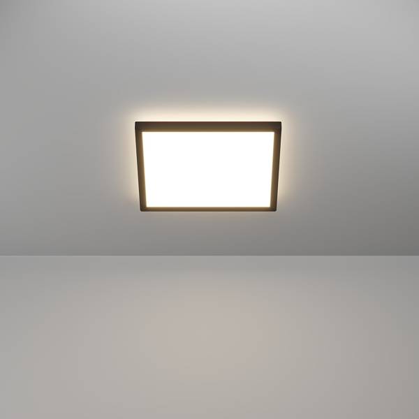 Plafonnier LED Rovito plastique - 1 lumière - Noir - 29 x 29 cm