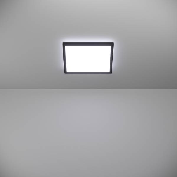 Plafonnier LED Rovito plastique - 1 lumière - Noir - 29 x 29 cm