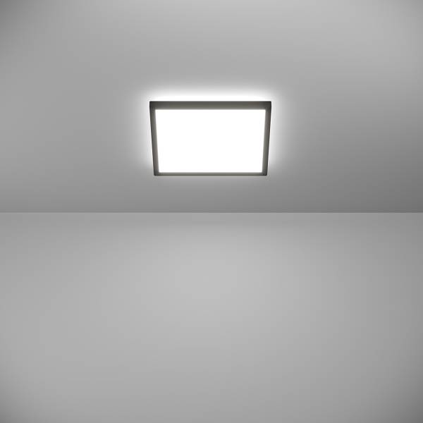 Plafonnier LED Rovito plastique - 1 lumière - Noir - 29 x 29 cm