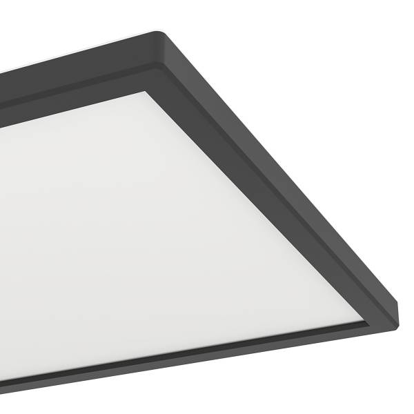 Plafonnier LED Rovito plastique - 1 lumière - Noir - 29 x 29 cm