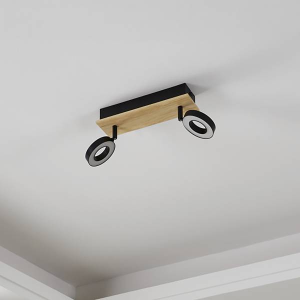 Lampada da soffitto LED Rielves A Acciaio - Nero / Braun - Numero di lampadine necessarie: 2
