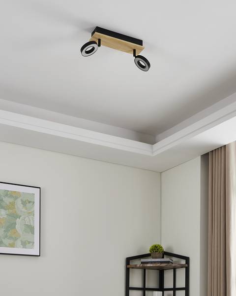 Lampada da soffitto LED Rielves A Acciaio - Nero / Braun - Numero di lampadine necessarie: 2