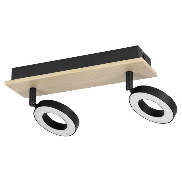Lampada da soffitto LED Rielves A Acciaio - Nero / Braun - Numero di lampadine necessarie: 2