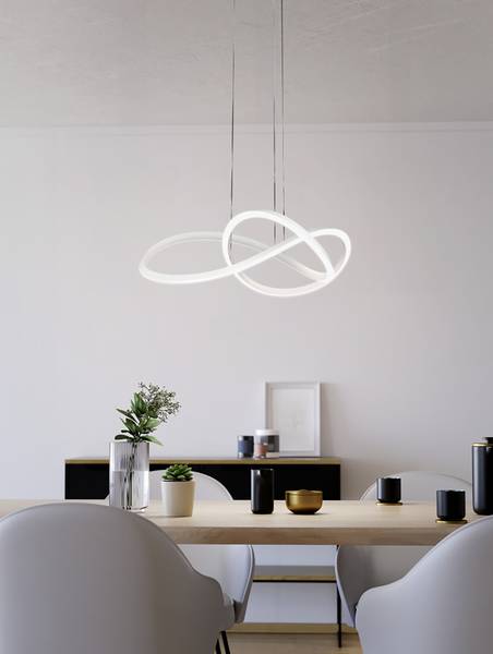 Suspension LED Riaza aluminium - blanc - 1 lumière - Diamètre : 83 cm