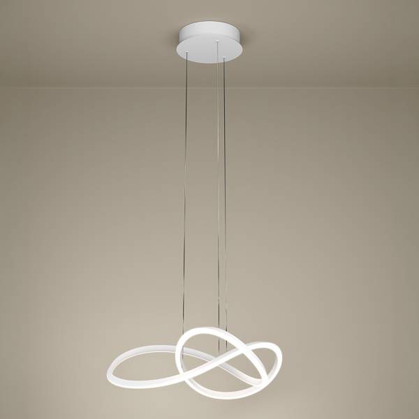 Suspension LED Riaza aluminium - blanc - 1 lumière - Diamètre : 83 cm