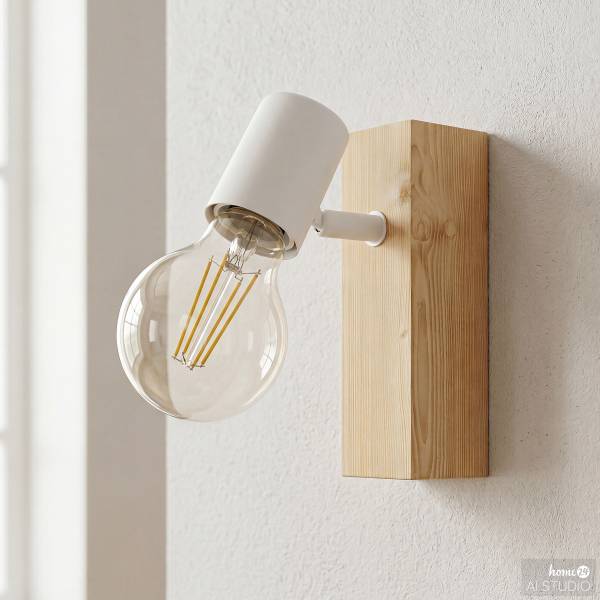Applique murale Townshend 3 acier - marron / blanc - 1 lumière