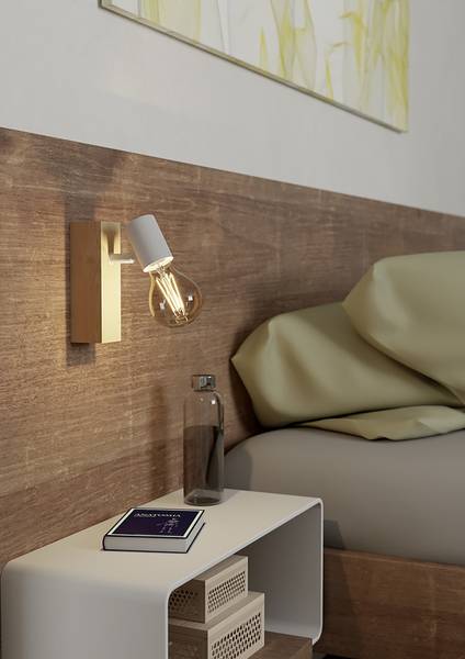 Applique murale Townshend 3 acier - marron / blanc - 1 lumière