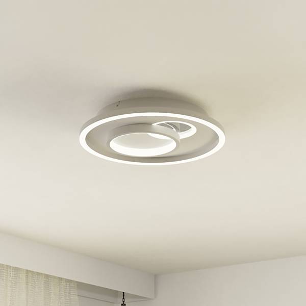 LED-Deckenleuchte Tiriolo rund Stahl / Polycarbonat - 2-flammig - Weiß / Silber