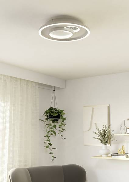 LED-Deckenleuchte Tiriolo rund Stahl / Polycarbonat - 2-flammig - Weiß / Silber