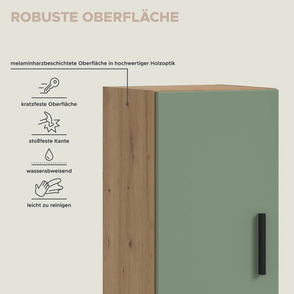 Stauraumelement The One 3-tlg Rauchgrün / Eiche Artisan Dekor