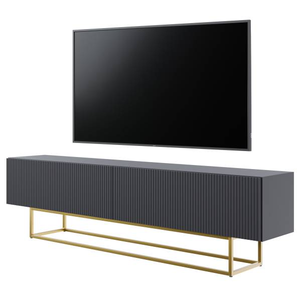 TV-Lowboard Veldio Schwarz - Gold