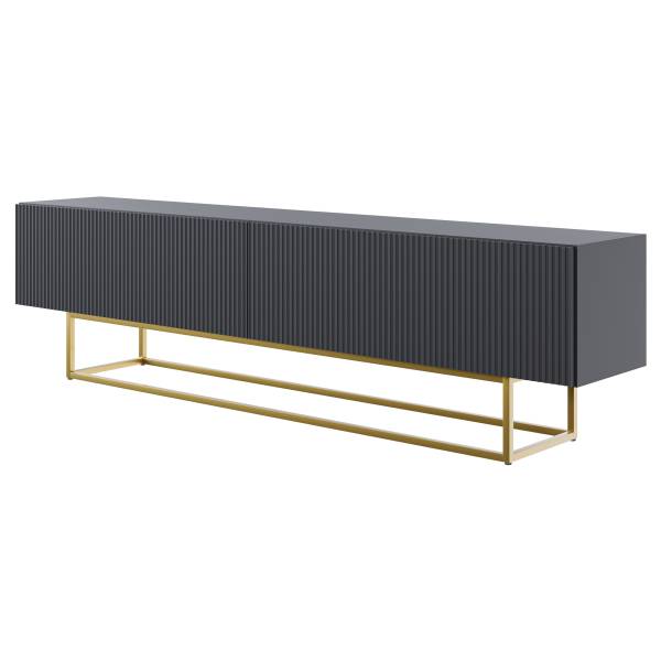 TV-Lowboard Veldio Schwarz - Gold