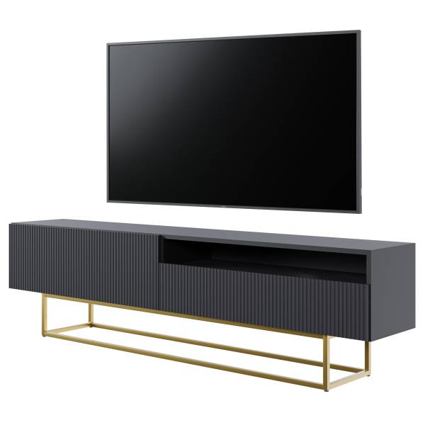 Meuble TV Veldio avec niche Noir - Doré