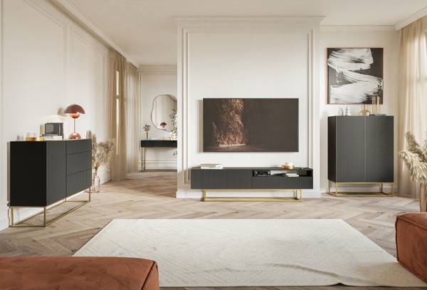 Meuble TV Veldio avec niche Noir - Doré