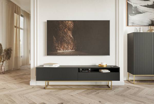 Meuble TV Veldio avec niche Noir - Doré