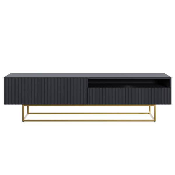 Meuble TV Veldio avec niche Noir - Doré