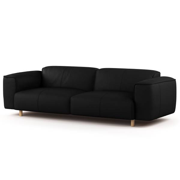 3-Sitzer Sofa STAN B Echtleder Omara: Schwarz