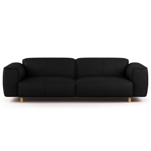 3-Sitzer Sofa STAN B Echtleder Omara: Schwarz