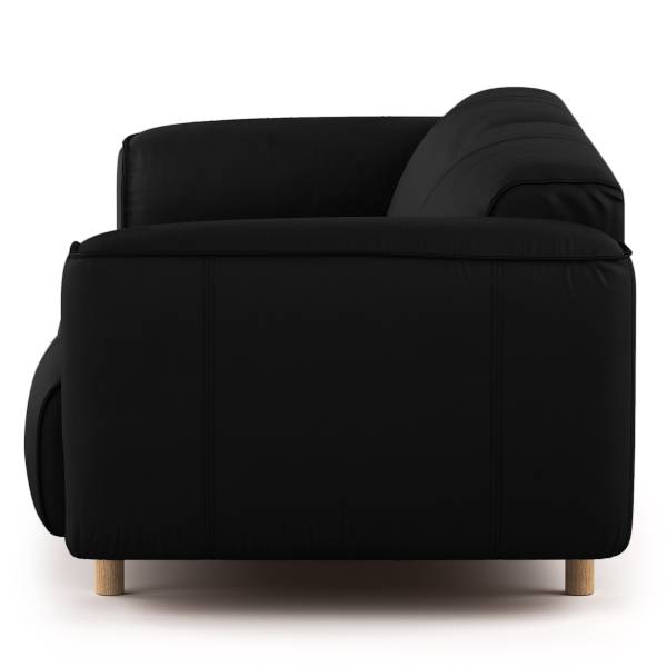 3-Sitzer Sofa STAN B Echtleder Omara: Schwarz
