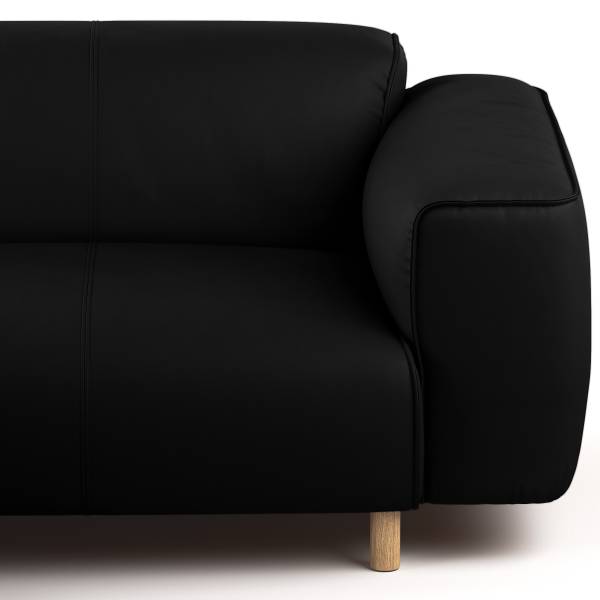 3-Sitzer Sofa STAN B Echtleder Omara: Schwarz