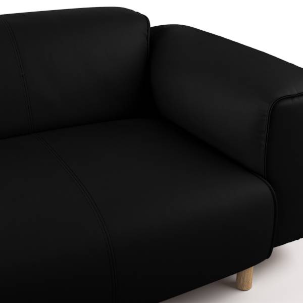 3-Sitzer Sofa STAN B Echtleder Omara: Schwarz