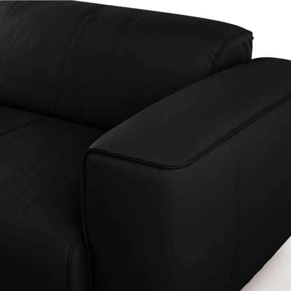 3-Sitzer Sofa STAN B Echtleder Omara: Schwarz