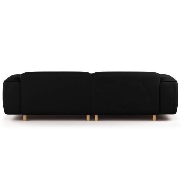 Ecksofa STAN B 1,5-Sitzer mit Longchair Echtleder Omara: Schwarz - Longchair davorstehend links