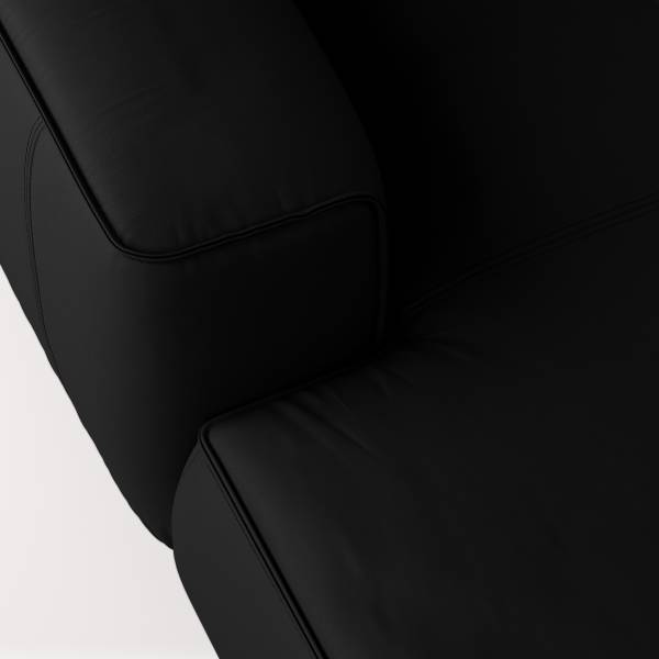 Ecksofa STAN B 1,5-Sitzer mit Longchair Echtleder Omara: Schwarz - Longchair davorstehend links