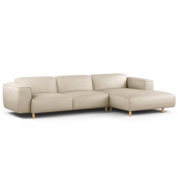 Divano angolare a 2,5 posti STAN B Tessuto Liane: beige - Longchair preimpostata a destra