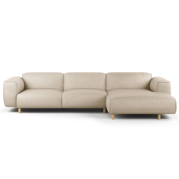 Divano angolare a 2,5 posti STAN B Tessuto Liane: beige - Longchair preimpostata a destra