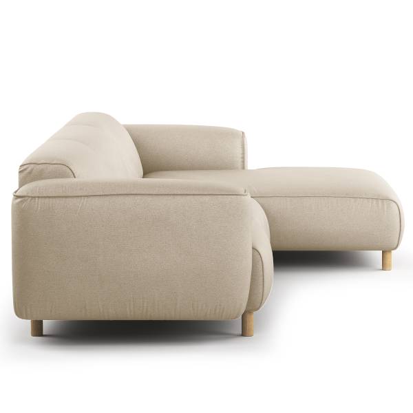 Divano angolare a 2,5 posti STAN B Tessuto Liane: beige - Longchair preimpostata a destra