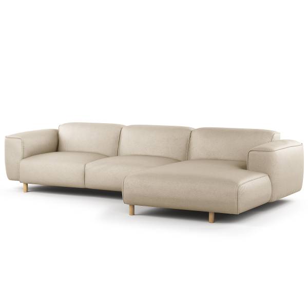 Divano angolare a 2,5 posti STAN B Tessuto Liane: beige - Longchair preimpostata a destra